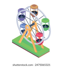 Modern  Park Rides Isometric Icons 
