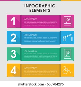 Modern parking infographic template. infographic design with parking icons includes parking, wheel chair. can be used for presentation, diagram, annual report, web design.