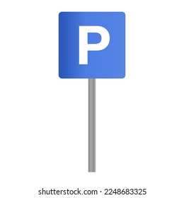 Modern parking sign and pole. Vector.