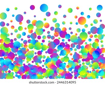 Modern party confetti decoration vector illustration. Rainbow round particles new year vector. Cracker poppers flying confetti. Prize event decoration background. New Year design.