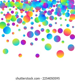 Modern party confetti scatter vector illustration. Rainbow round elements carnival decor. Cracker poppers flying confetti. Holiday celebration decoration background. Top view sequins.
