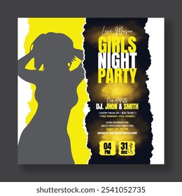 Modern Party invitation social media post banner ad template for nightclub dance party, DJ music night party post, disco club party, concert event invitation social media post or web banner design