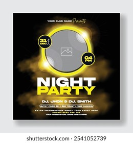 Modern Party invitation social media post banner ad template for nightclub dance party, DJ music night party post, disco club party, concert event invitation social media post or web banner design