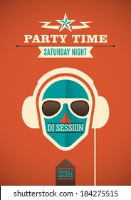 Modern party time poster. Vector illustration.