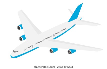 Modern passenger airplane flying, representing concepts like travel, flight, aviation, and globetrotting
