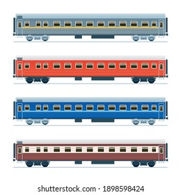 Modern passenger car. Side view. Vector image in four color options