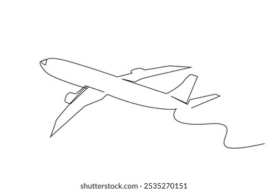 modern passenger plane vacation travel one line art design vector