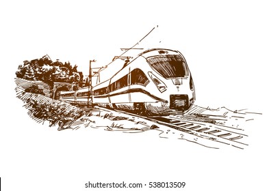 Modern Passenger Train Sketch