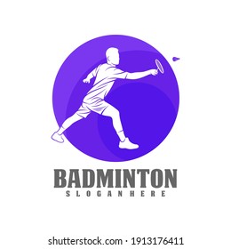 Modern Passionate Badminton Player In Action Logo, Creative Badminton design concepts template, icon symbol