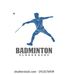 Modern Passionate Badminton Player In Action Logo, Creative Badminton design concepts template, icon symbol