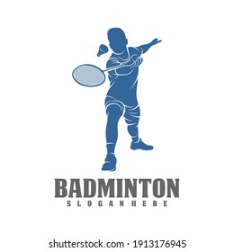 Modern Passionate Badminton Player In Action Logo, Creative Badminton design concepts template, icon symbol