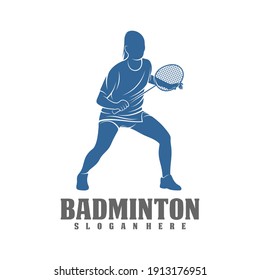 Modern Passionate Badminton Player Action Logo Stock Vector (Royalty ...