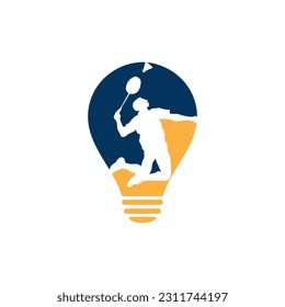 Modern Passionate Badminton Player in Action logo - Passionate Winning Moment Smash. Abstract Professional Young Badminton Athlete in Passionate Pose.