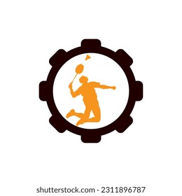 Modern Passionate Badminton Player in Action logo - Passionate Winning Moment Smash. Abstract Professional Young Badminton Athlete in Passionate Pose.