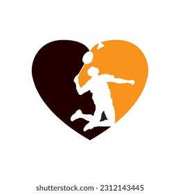 Modern Passionate Badminton Player in Action logo - Passionate Winning Moment Smash. Abstract Professional Young Badminton Athlete in Passionate Pose.