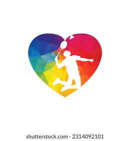 Modern Passionate Badminton Player in Action logo - Passionate Winning Moment Smash. Abstract Professional Young Badminton Athlete in Passionate Pose.
