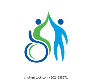Modern Passionate Disability People Support In Wheel Chair Logo Illustration