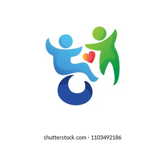Modern Passionate Disability People Support In Wheel Chair Logo Illustration