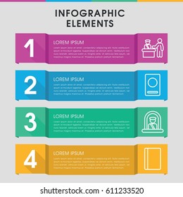Modern passport infographic template. infographic design with passport icons includes pass control. can be used for presentation, diagram, annual report, web design. 