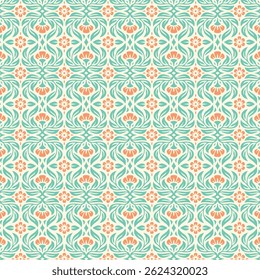 Modern Pastel Flowers Seamless Pattern