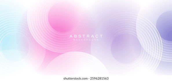 Modern pastel gradient abstract background with circular lines in pink, blue, and purple tones, ideal for design projects