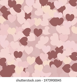 Modern Pastel Romantic Wedding Background. Beige Colorful Pinky Saint Valentine Art Illustration. Multicolor Light Pink Modern Art Pattern. Pastel Multicolor Hearts Love Confetti Vector Art.