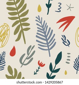 Modern pastel seamless nursery pattern in scandinavian style. Nordic graphic design, unique stylish print for interior, clothes and other decor. Vector EPS and jpg image, clipart, editable isolated