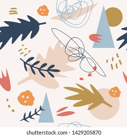 Modern pastel seamless nursery pattern in scandinavian style. Nordic graphic design, unique stylish print for interior, clothes and other decor. Vector EPS and jpg image, clipart, editable isolated