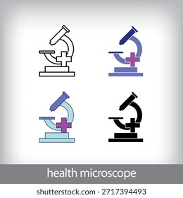 Modern, pathology microscope icon set design. Creative healthcare design.