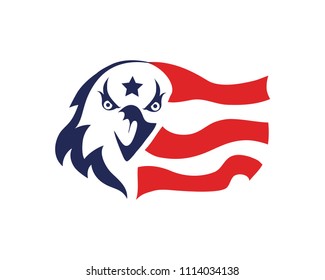 Modern Patriotic American Eagle Head And Star Logo In Isolated White Background