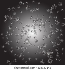 Modern pattern. Abstract background with chaotically scattered Atomic Models. Scientific Style. Trend pattern for Prints, Paper, Textiles and Wallpaper.