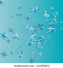 Modern pattern. Abstract background with confetti falling stars of different size and color shades. Trendy Pattern Confetti Falling Stars for Print, Paper, Textile, Wallpaper.