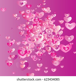 Modern pattern. Abstract background with Hearts of Confetti of different size and shades of color. Trendy Pattern for Print, Paper, Textile, Card, Wallpaper.