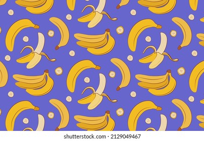 Patrón moderno con bananas al estilo de las caricaturas. 