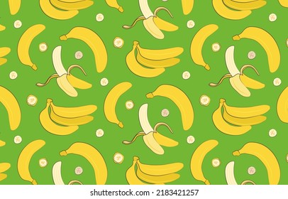 Patrón moderno con bananas al estilo de las caricaturas. 