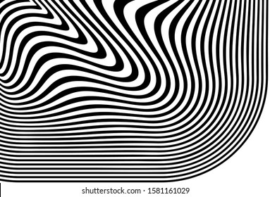 Modern pattern of black curved lines on a white background. For covers, business cards, banners, prints on clothes, wall decor, posters, sites, posts on social networks, videos. Vector background