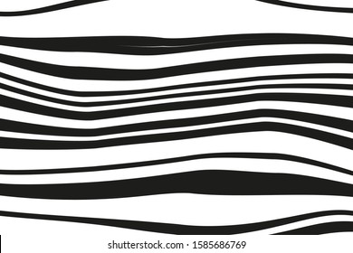 Modern pattern with black and white stripes. Psychedelic pattern. Dynamic style. Vector illustration. Modern design. Magic art. Black background.