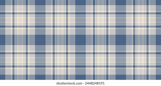 Modern pattern check vector, soft tartan texture background. Classic seamless textile fabric plaid in grey and blue color.