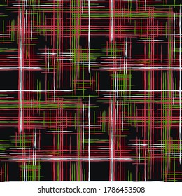 Modern Pattern with Colorful Lines. Ethnic Print Imitation of Grass Mat. Seamless Tartan Pattern. Seamless Stripes. Abstract Texture with Crossing Stripes.