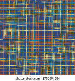 Modern Pattern with Colorful Lines. Seamless Tartan Pattern. Ethnic Print Imitation of Grass Mat. Abstract Texture with Crossing Stripes. Seamless Stripes.