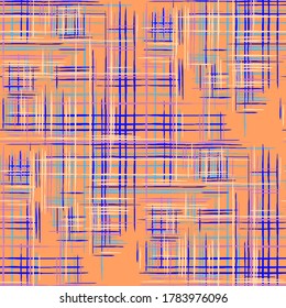 Patrón moderno con líneas coloridas. Patrón Tartán sin Maravilla. Imitación de impresión étnica de hierba de hierba. Rayas sin foco. Textura abstracta con franjas cruzadas.