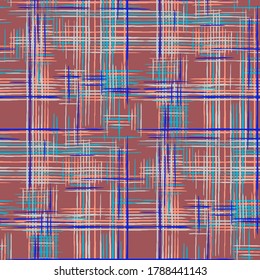 Modern Pattern with Colorful Lines. Seamless Tartan Pattern. Abstract Texture with Crossing Stripes. Ethnic Print Imitation of Grass Mat. Seamless Stripes.