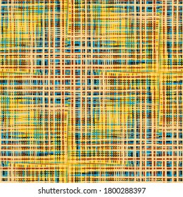 Modern Pattern with Colorful Lines. Seamless Tartan Pattern. Seamless Stripes. Abstract Texture with Crossing Stripes. Ethnic Print Imitation of Grass Mat.