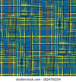 Modern Pattern with Colorful Lines. Seamless Stripes. Abstract Texture with Crossing Stripes. Seamless Tartan Pattern. Ethnic Print Imitation of Grass Mat.