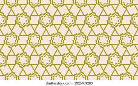 Modern pattern with curved line. Triangles, line, geometric elements. Vector illustration. Design for flyer, wallpaper, presentation, paper. Dirty olive color. Seamless.