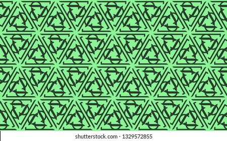 Modern pattern with curved line. Triangles, line, geometric elements. Vector illustration. Design for flyer, wallpaper, presentation, paper. Green color.