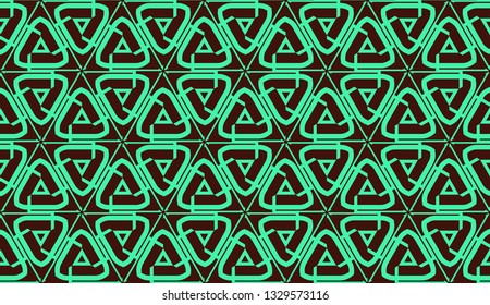 Modern pattern with curved line. Triangles, line, geometric elements. Vector illustration. Design for flyer, wallpaper, presentation, paper. Green color.