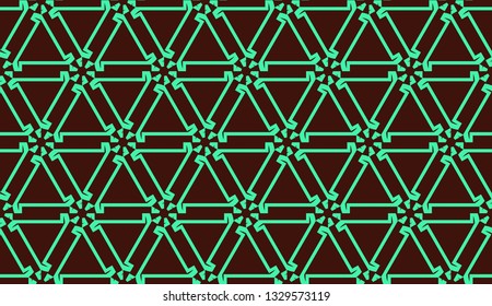 Modern pattern with curved line. Triangles, line, geometric elements. Vector illustration. Design for flyer, wallpaper, presentation, paper. Green color.
