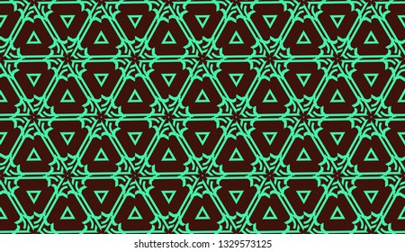 Modern pattern with curved line. Triangles, line, geometric elements. Vector illustration. Design for flyer, wallpaper, presentation, paper. Green color.