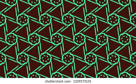 Modern pattern with curved line. Triangles, line, geometric elements. Vector illustration. Design for flyer, wallpaper, presentation, paper. Green color.